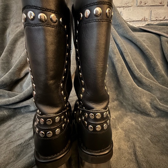 Jeffrey Campbell Black Combat Boots with Silver Accents - Picture 6 of 11